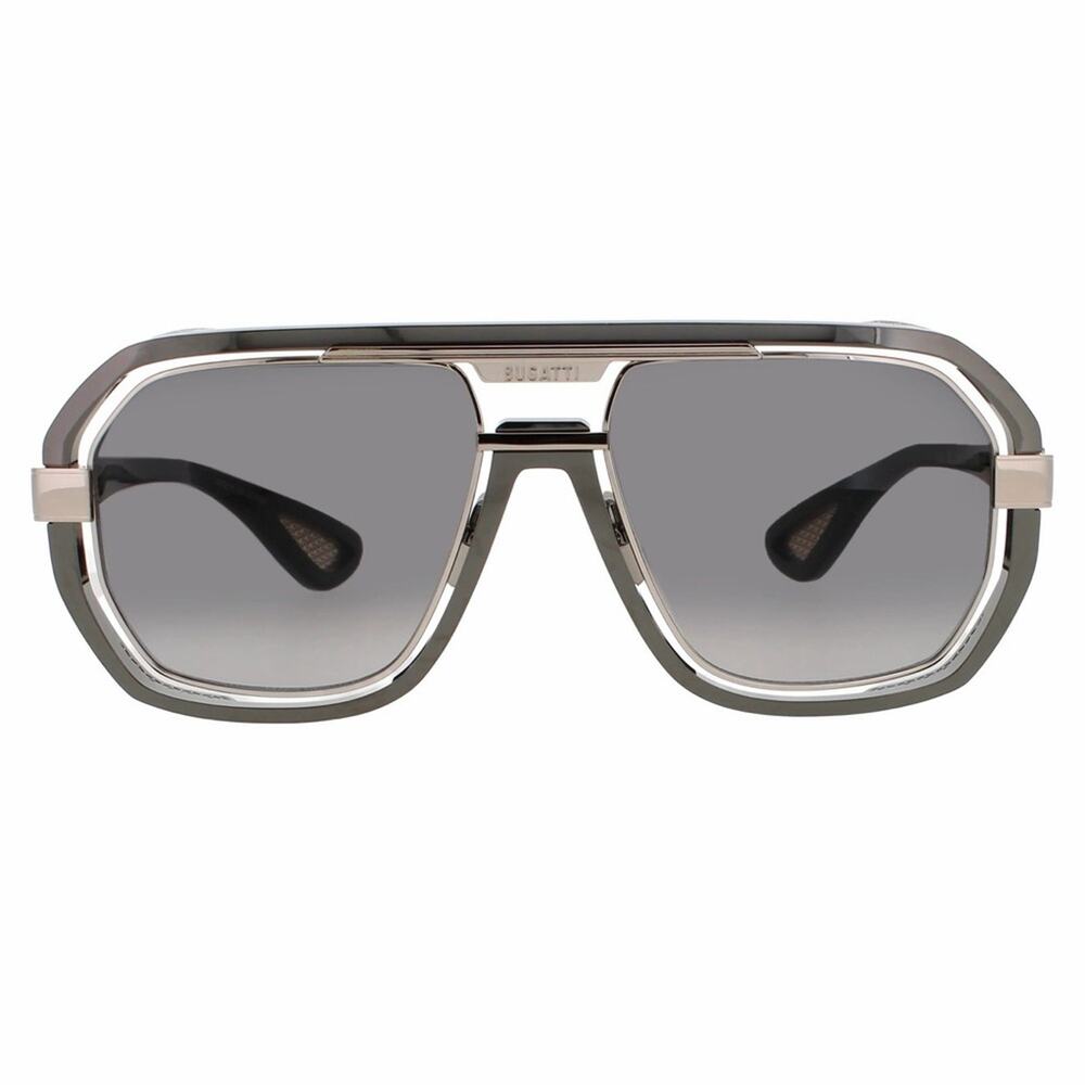 New! BUGATTI 08-GM/WG Stylish Gunmetal White Gold Sunglasses, Authentic